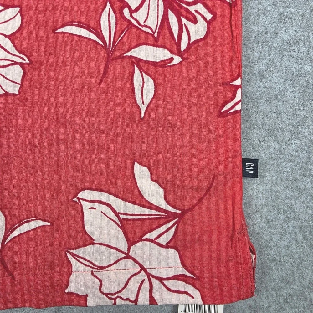 GAP Hawaiian Floral Print Button-Up Shirt Men's‎ XXL Red Short Sleeve Tropical